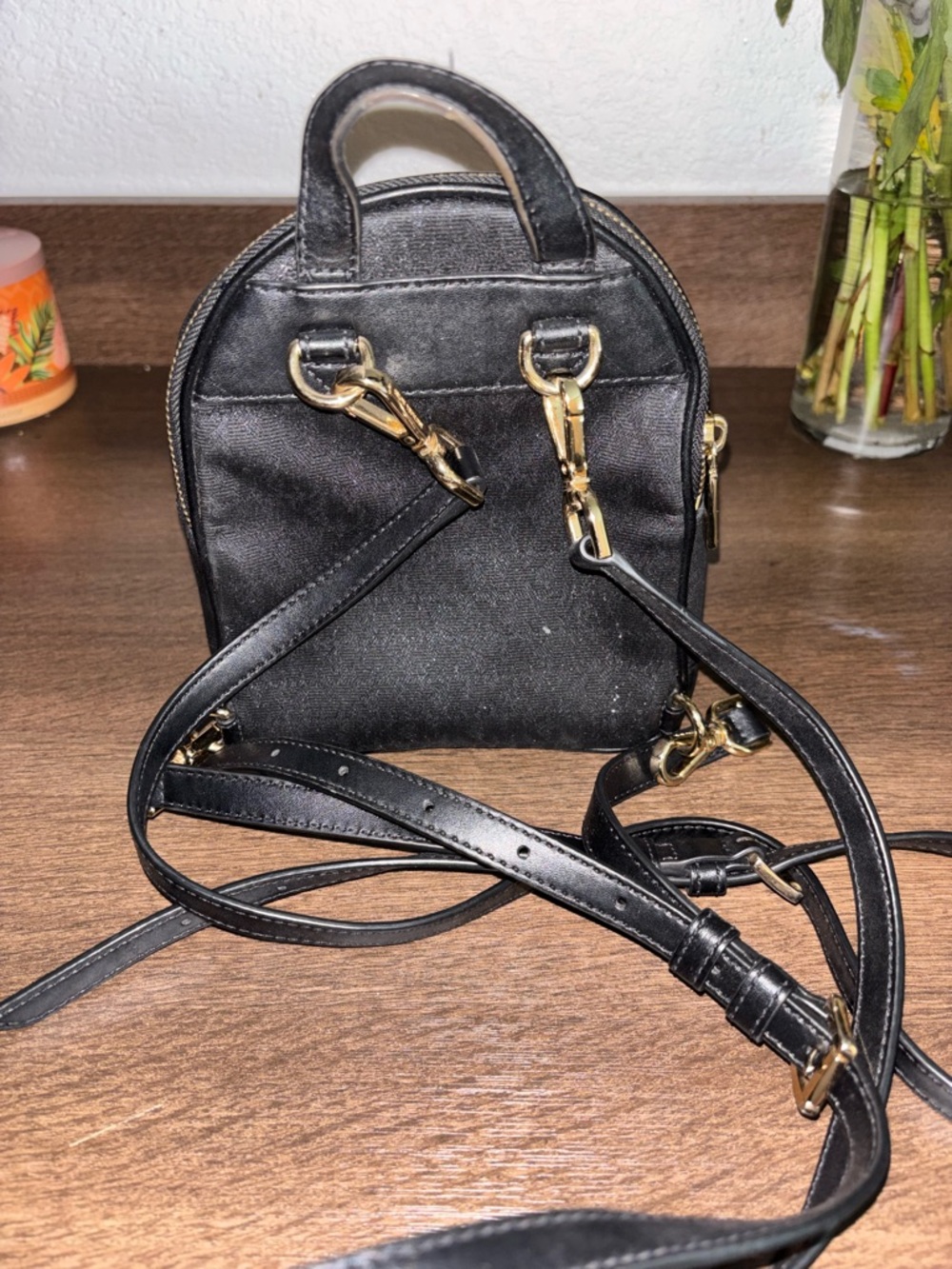 Michael Kors Black Mini Signature Backpack with Gold Hardware - Picture 2 of 4